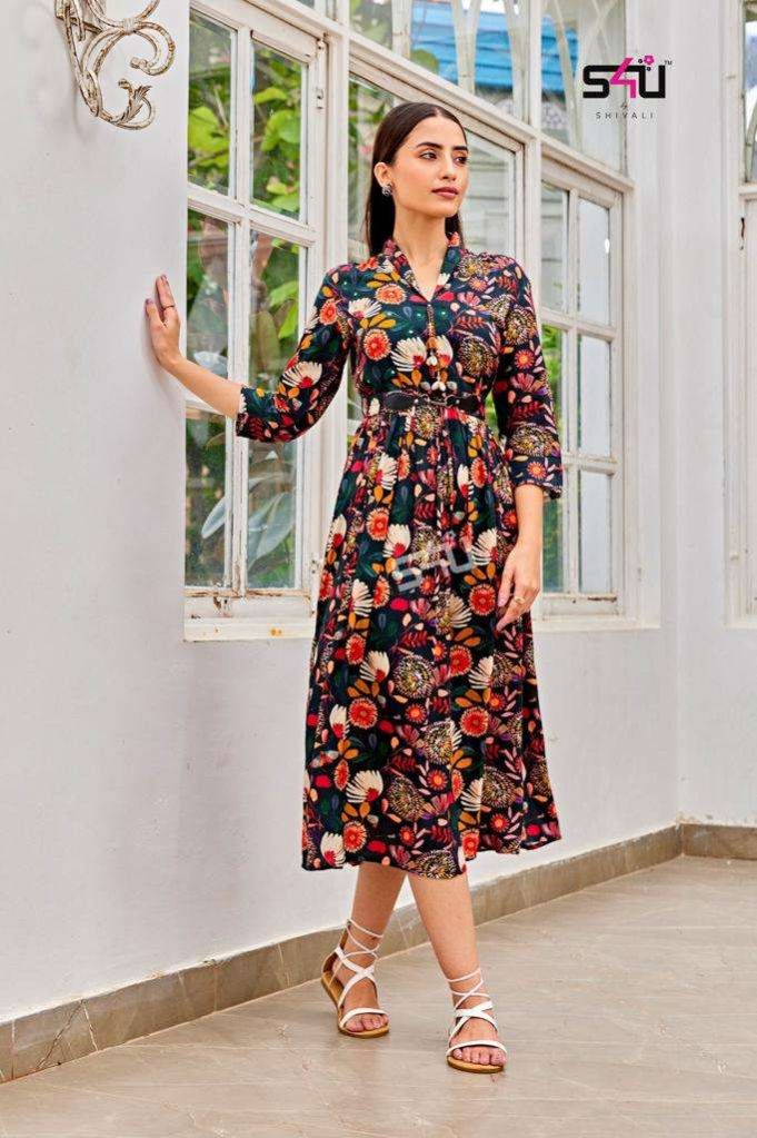 Buy 109F Dresses For Women, One Piece Abstract Printed Western Wear,  Women's Midi Dress with Fancy Turtle Neck, Stylish Full Sleeves, Trendy  Dress for Summer, Party, Office (Multicolour) Online at Best Prices